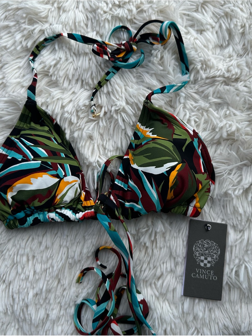 Vince Camuto Multicolor Tropical Triangle Bikini Top